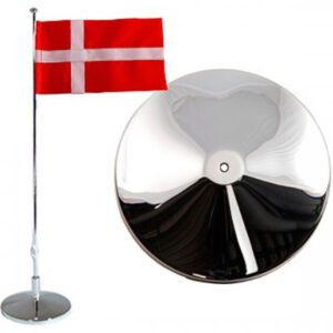 Flaggstång nysilver, Dansk flagga, 42cm