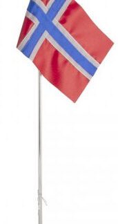 Flaggstång nysilver, Norsk flagga, 42cm