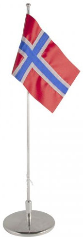 Flaggstång nysilver, Norsk flagga, 42cm