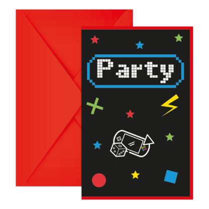 Inbjudningskort Gaming Party - 6-pack