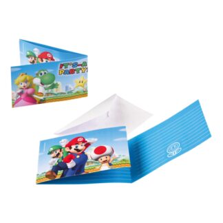 Inbjudningskort Super Mario - 8-pack