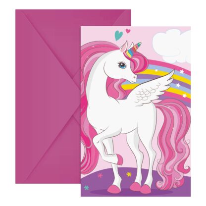 Inbjudningskort Unicorn - 6-pack