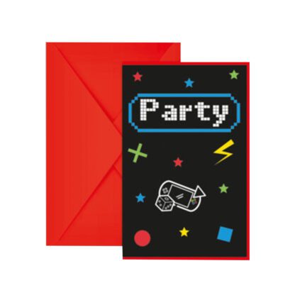 Inbjudningskort, gaming party 6 st