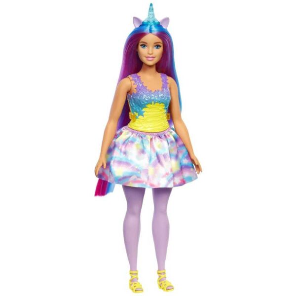 Barbie Curvy Unicorn Dreamtopia Lila och blått hår med slingor