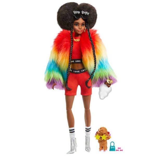 Barbie Rainbow Coat with Pet Poodle Extra Doll