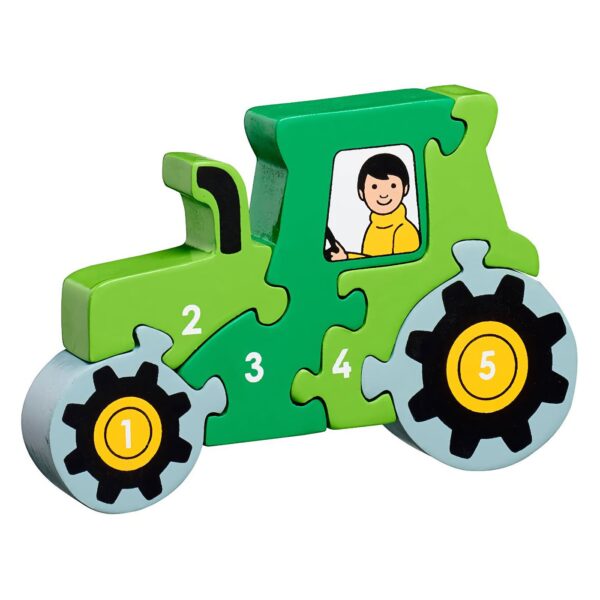 Grön traktor - träpussel 5 bitar - Lanka Kade