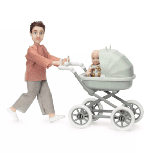 Lundby dockhusdockor man med bebis & vagn