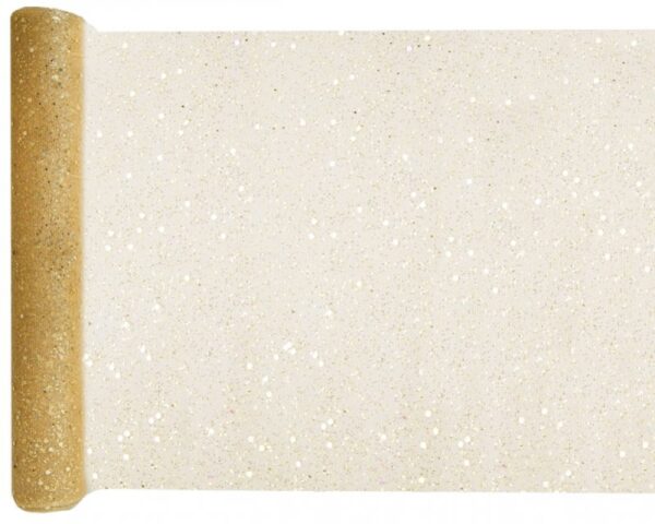 Duk (löpare) glitter guld, 30 x 500 cm