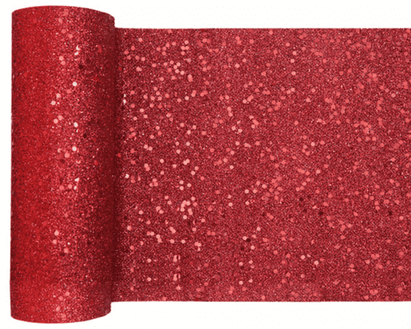 Duk (löpare) glitter-röd, 18x500 cm