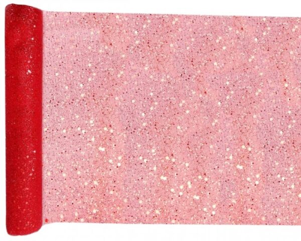 Duk (löpare) glitter röd, 30 x 500 cm