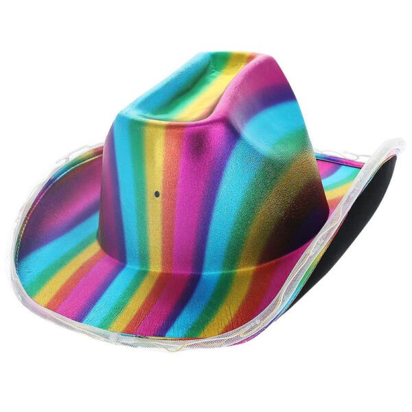 LED Cowgirl Hatt Metallisk Rainbow