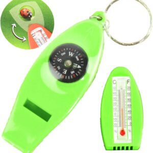 Äventyrs-gadget med kompass, termometer, visselpipa, förstoringsglas