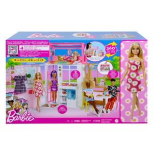 Barbie Dockhus med möbler och docka HCD48