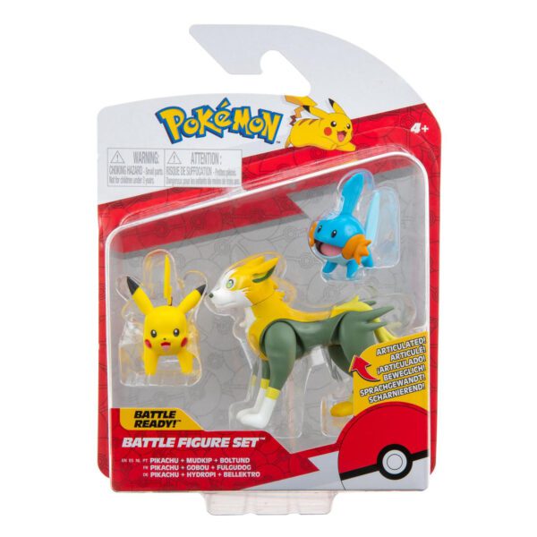 Pokemon Battle Figure Set Pikachu, Mudkip, Boltund