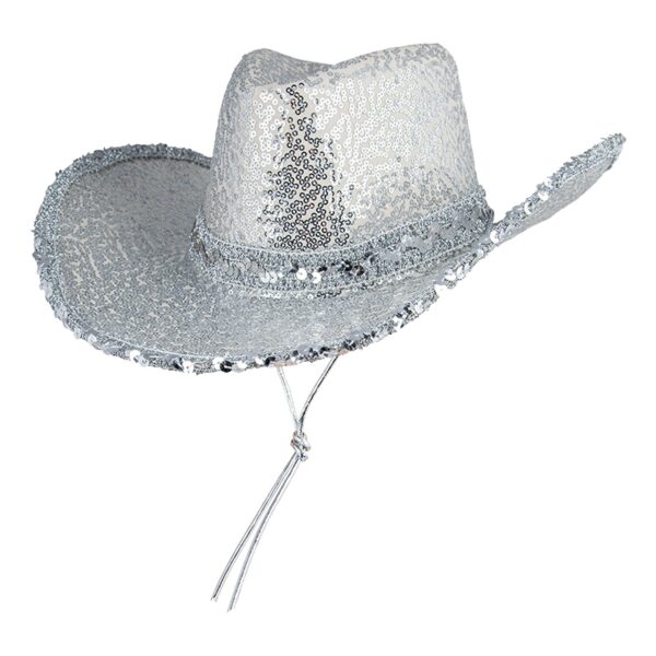 Cowboyhatt Silver med Paljetter - One size