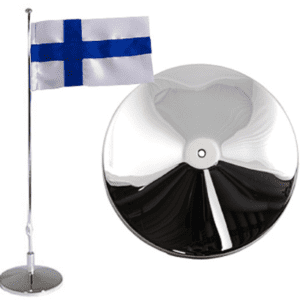 Flaggstång nysilver, Finsk flagga, 42cm