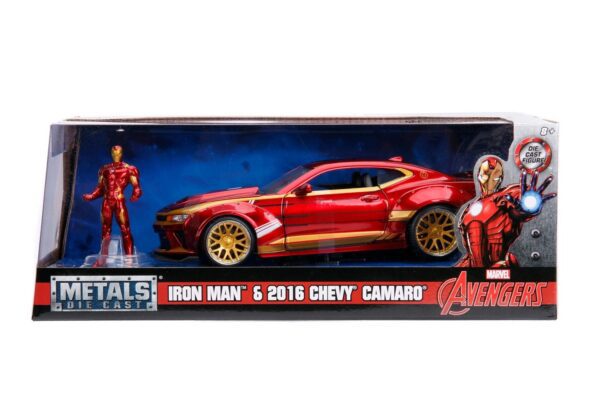 Marvel Iron Man 2016 Chevy Camaro med figur Metall 1:24