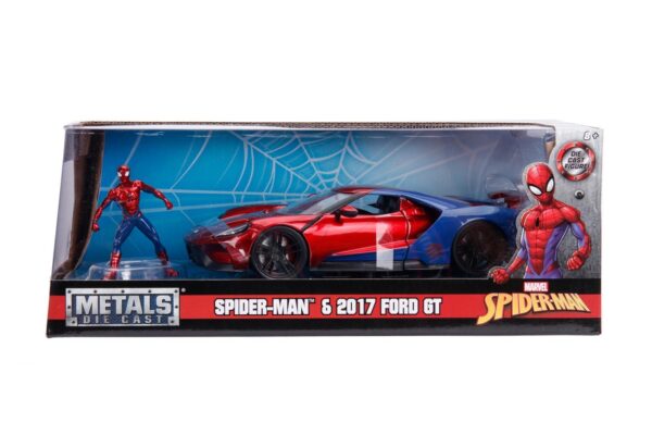 Marvel Spiderman 2017 Ford GT med figur Metall 1:24